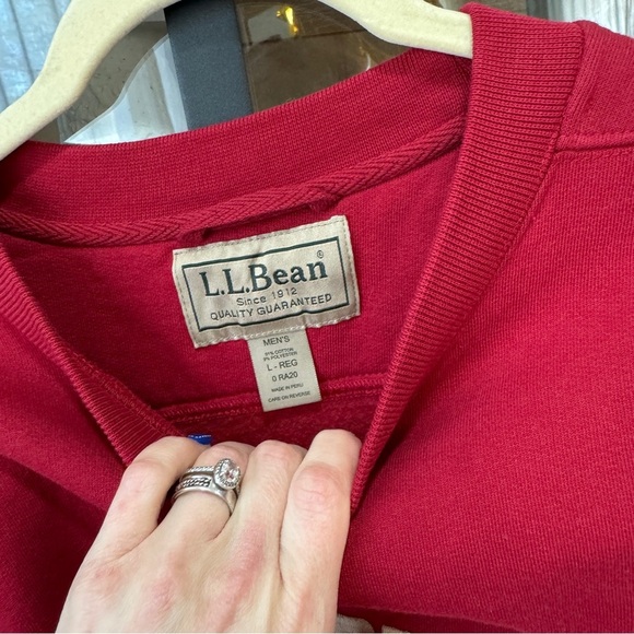 Vintage 90s L.L. Bean pullover sweater patch mock cream neck ribbed embroidered - Picture 2 of 8